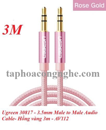 Ugreen 30817 3M màu Hồng Cáp âm thanh 2 đầu 3.5mm dương AV112 30030817